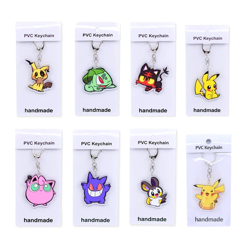 

POKEMON Pikachu Mimikyu Gengar Lucario Snorlax Litten Keychain Cartoon Anime School Bag Ornament Pendant Accessories Toy Gift
