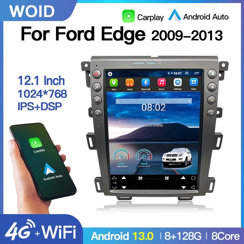 12 1-дюймовый автомобильный радиоприемник Android 14 для Ford Edge 2009-2013 навигационный