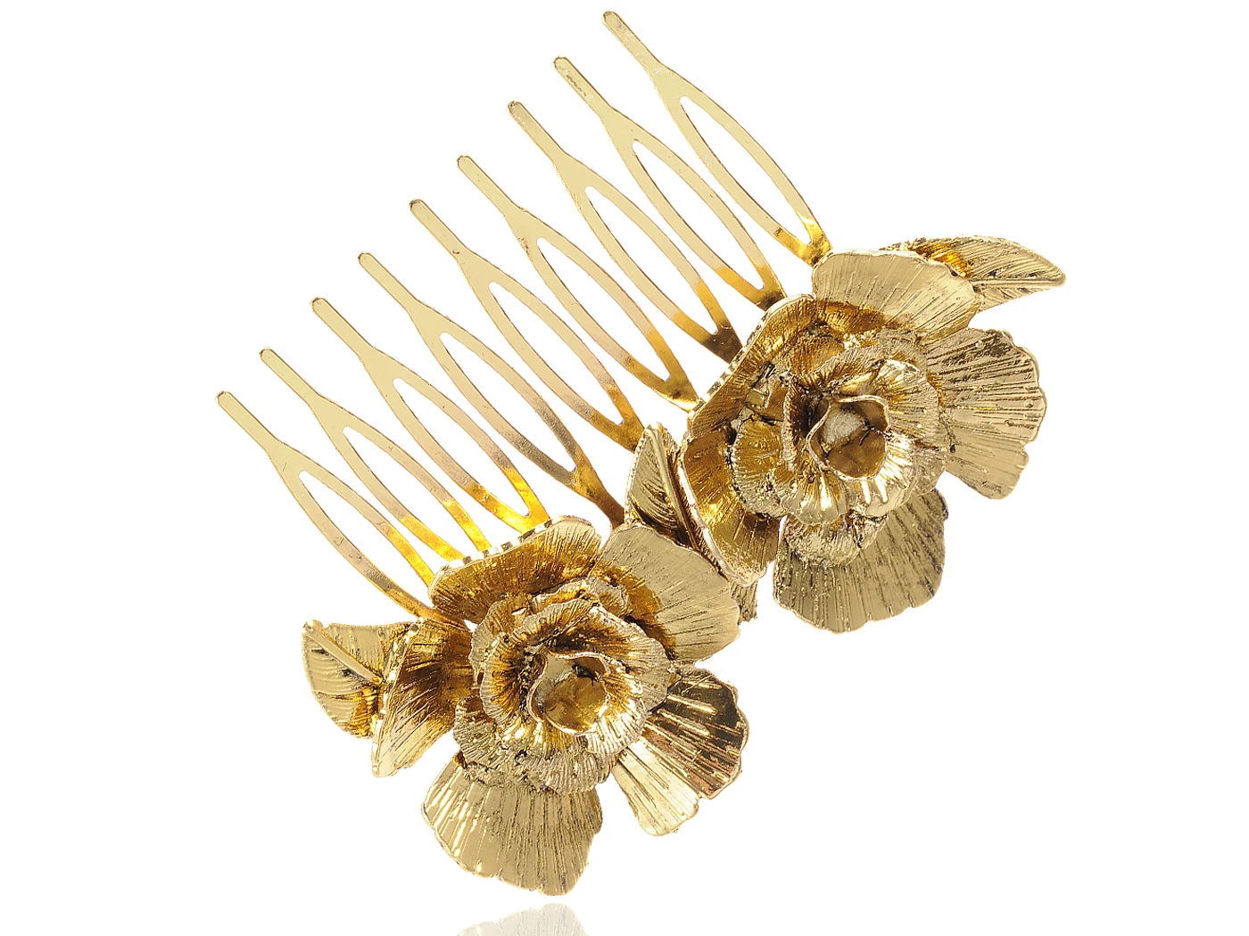 

Golden Silvery Tone Metal Vintage Floral Rose Leaf Hair Pin Clip Comb, Gold