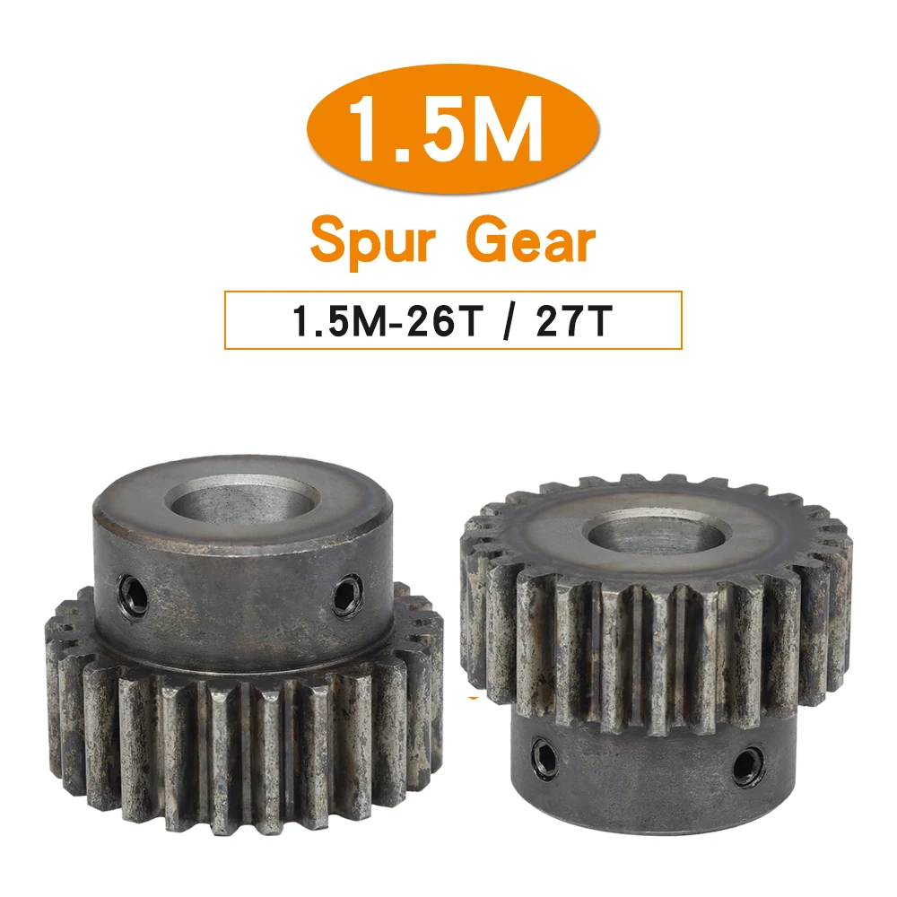 

Spur Gear 1.5 Module-26T/27T Bore Size 8/10/12/14/15/16 mm Motor Gear SC45#Carbon Steel Blackening High Frequency Quenching