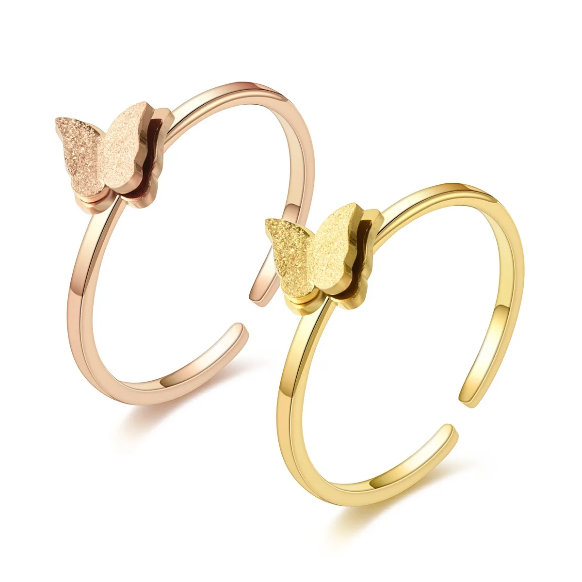 

Fashion Adjustable Open Butterfly Ring Stainless Steel Engagement Wedding Rings for Women And Girls Jewelry Dropshipping
