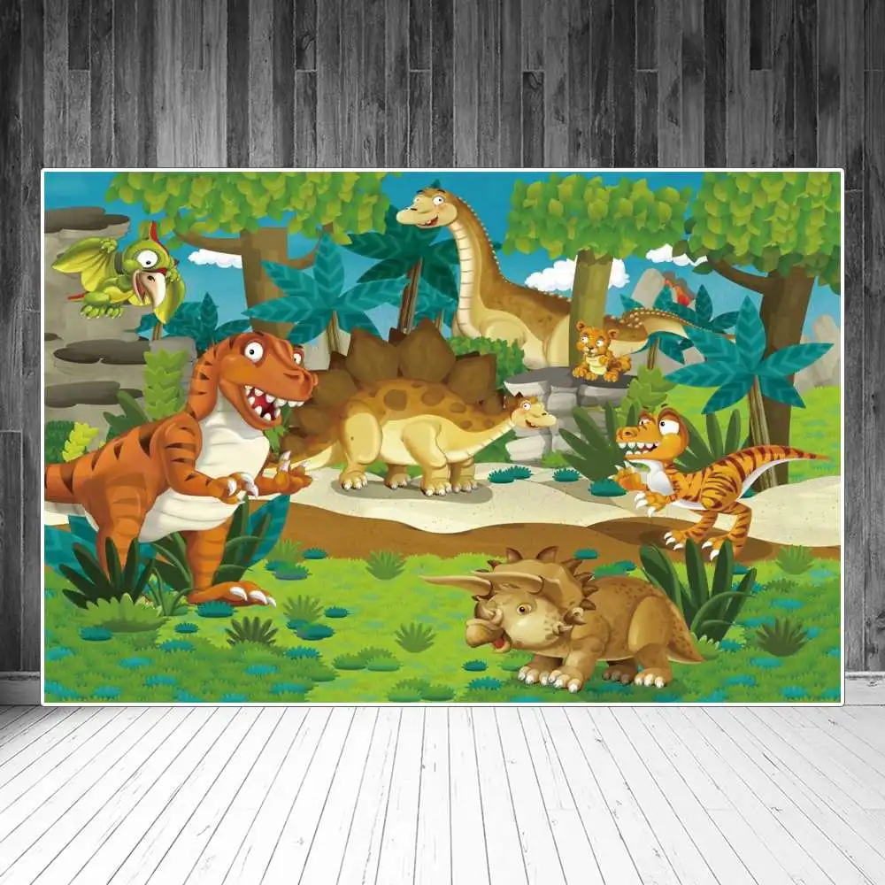 

Dinosaurs Decoration Birthday Party Photography Backdrops Baby Wild Jungle Safari Forest Animals Photographic Backgrounds Props