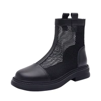 2022 summer new womens cool boots top layer cowhide mesh breathable thin short boots british thick soled martin boots