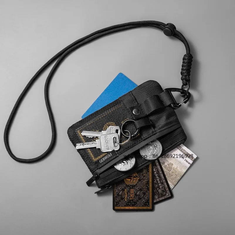 Фото Новая уличная сумка-кошелек с RFID-защитой от кражи, многофункциональная, для банковских карт и удостоверений личности, водонепроницаемая, на шею, для ключей №4