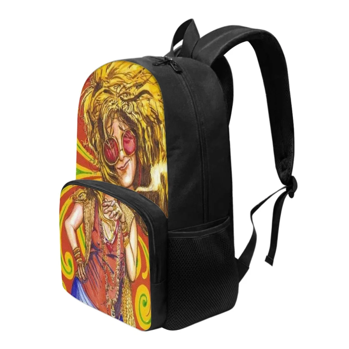 FORUDESIGNS Oil Painting Peaceful Hippie School Backpacks Students Utility Lightweight Schoolbags Double Zip Sports Bags Fashion