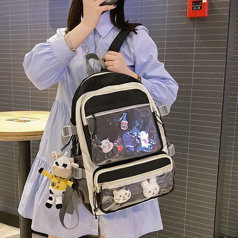 

High-capacity Autumn School Bags Women 2023 New Winter Transparent Backpacks Teenage Girls Clear Rucksack Preppy Style Bolsa