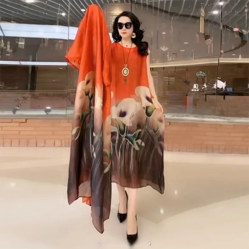 

Женское Повседневное платье с принтом Mom, модный костюм из двух частей свободного покроя, уличный пуловер с рукавом в пять точек, весна-лето 2023