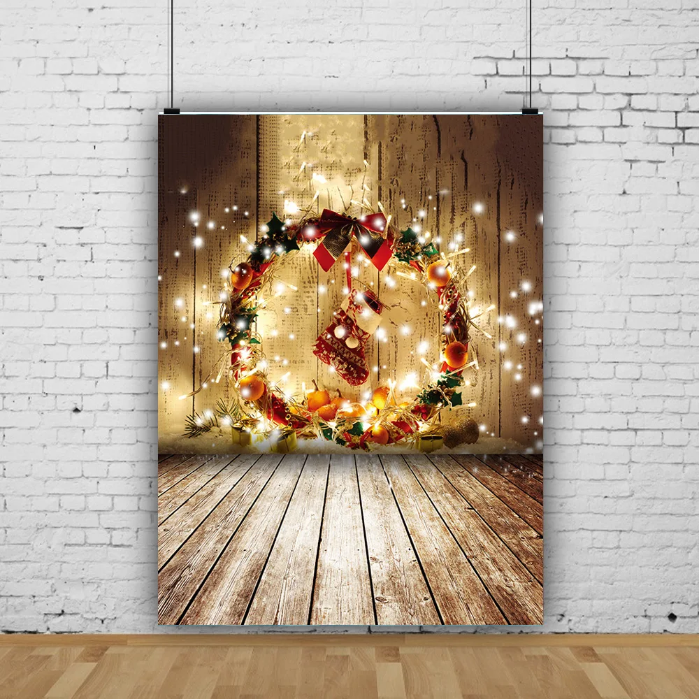 

Christmas Tree Wooden Board Flower Wreath Gift Photography Window Snowman Cinema Background Prop XBS-02