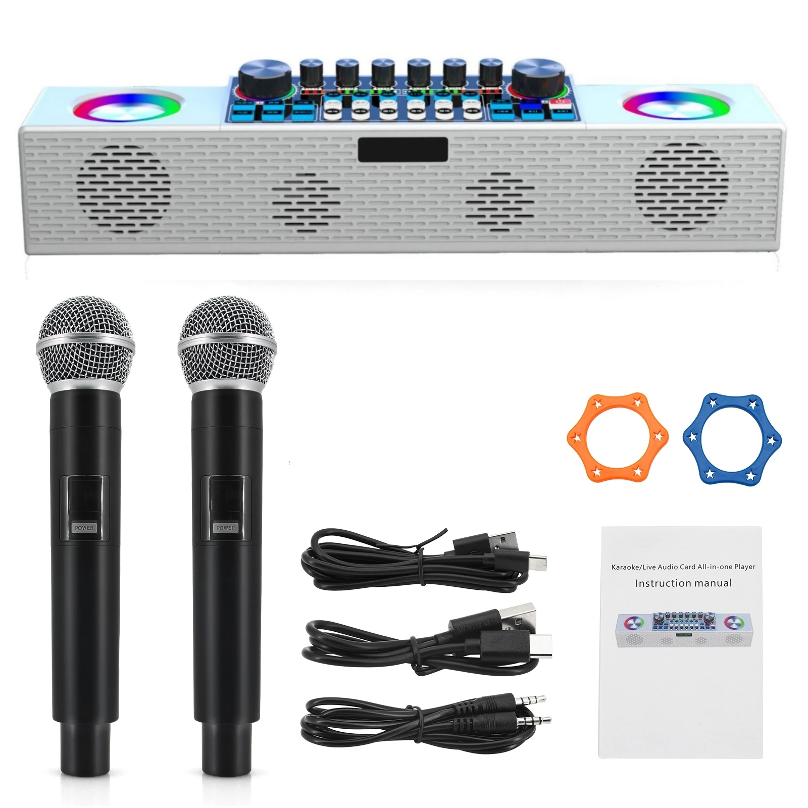 

Звуковая карта «Все в одном», колонки для студийной записи, микрофон, смеситель, звуковая карта, Bluetooth, караоке, издание на английском языке