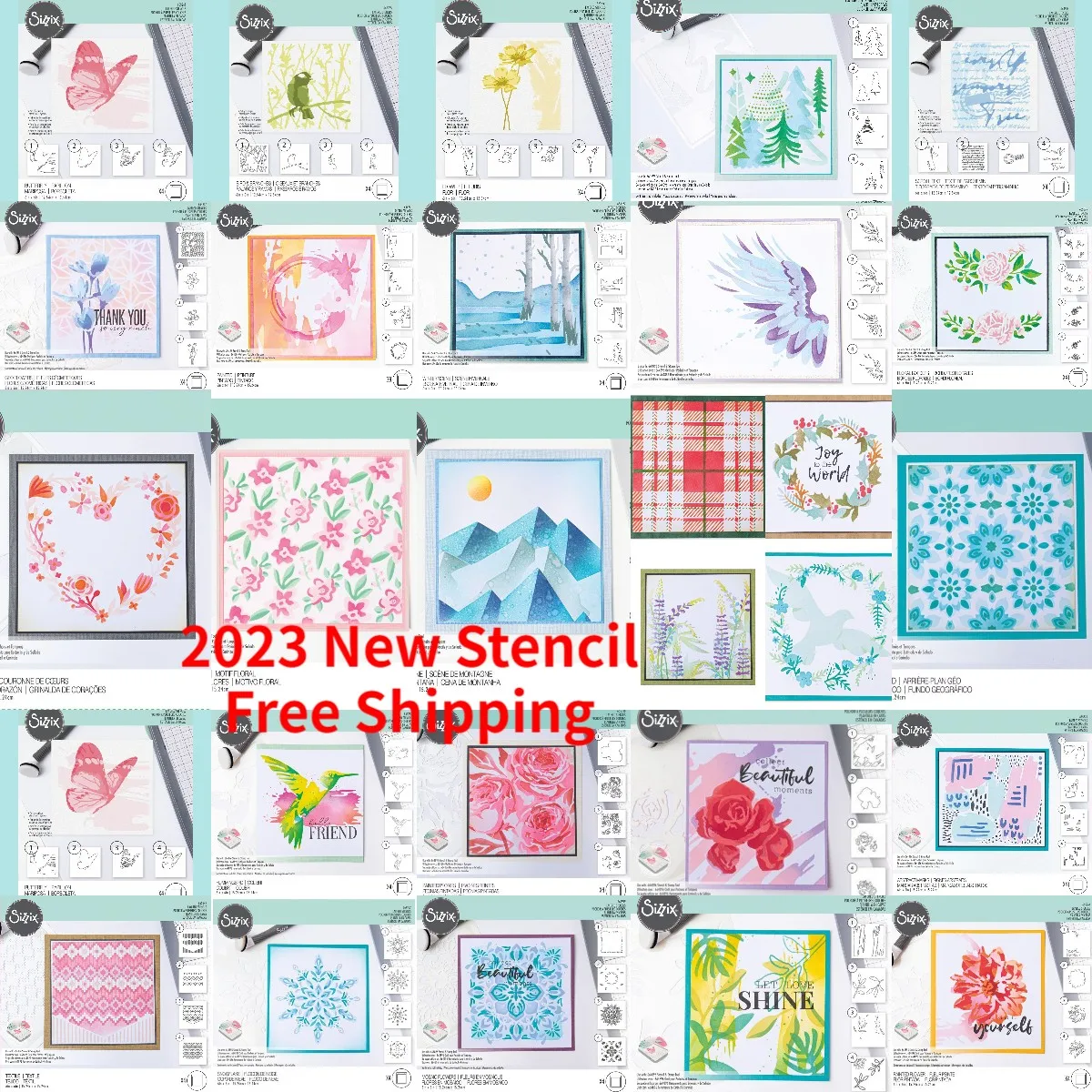 

Mountain Scene Flower Butterfly Plaid Painted 2023 New Handicraft Stencil For Diy Scrapbook/photo Album Decor Embossed Paper