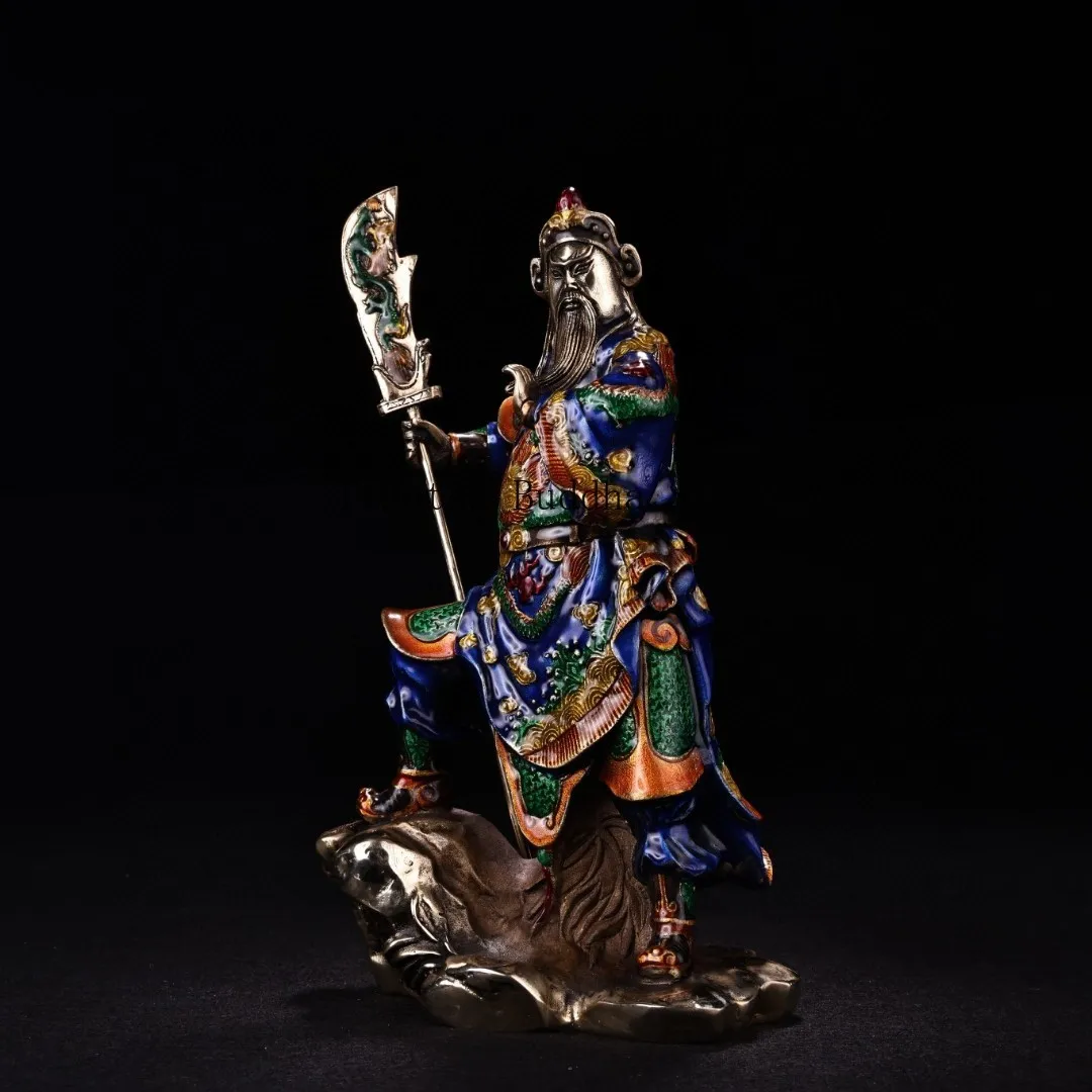 Статуя из чистой меди старая латунь перегородчатая статуя Guan Gong Station Будды Yuguan Erye