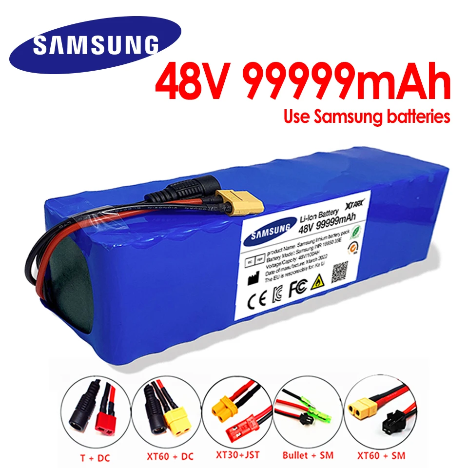 

13S3P 48V 100000mAh Lithium-ion Battery Pack 100Ah 1000W for 54.6V E-bike Electric Bicycle Scooter with BMS