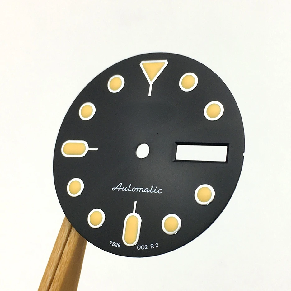 S 28.5mm Watch Dial Replacement Modified Dial Double Calendar Literally Suitable for NH36A Movement SK007 Double Calendar Black
