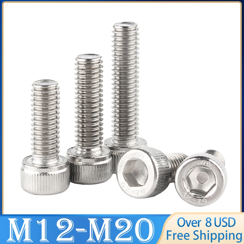 

1pc M12 M14 M16 M18 M20 Hexagon Hex Socket Cap Head Screw Big Size 304 Stainless Steel Allen Bolt DIN912