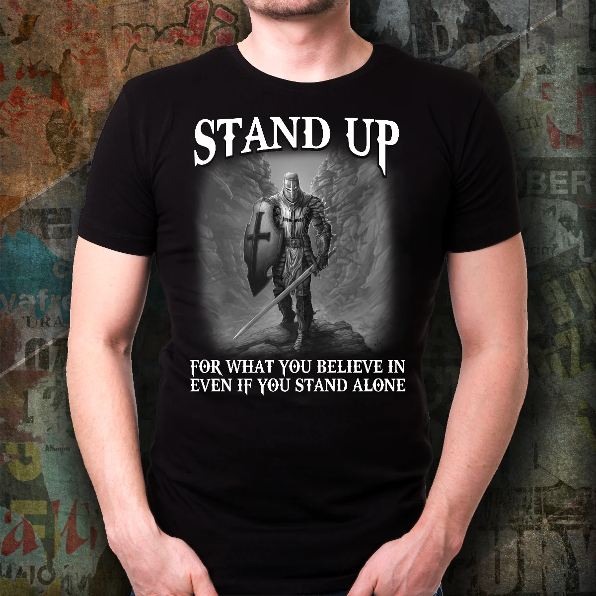 

Stand Up Warrior of God Christian Gift Knight Templar T-Shirt. Summer Cotton Short Sleeve O-Neck Mens T Shirt New S-3XL