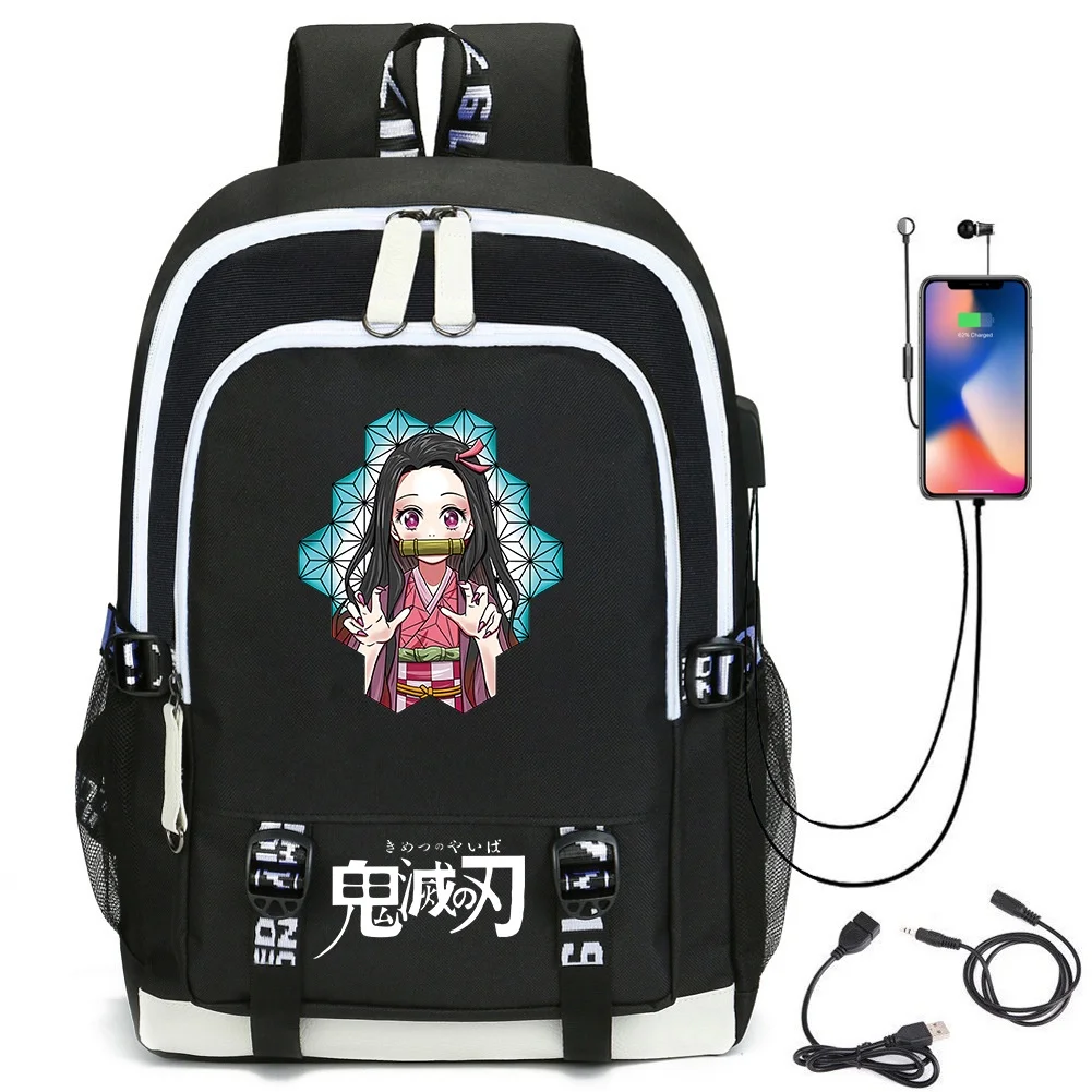 

Kamado Nezuko Anime Backpack Cosplay Demon Slayer USB High Capacity Shoulderbag Bookbag School Bags For Teenager Girl Boys 2022