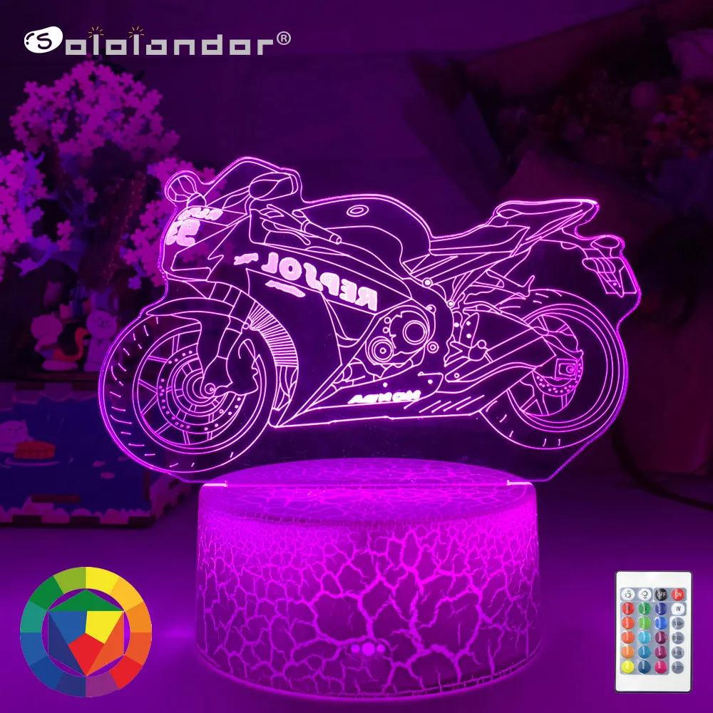 

Новый крутой мотоциклетный 3d светодиодный ночник, украшение для детской спальни для крутых мальчиков, уникальный подарок на день рождения, ...