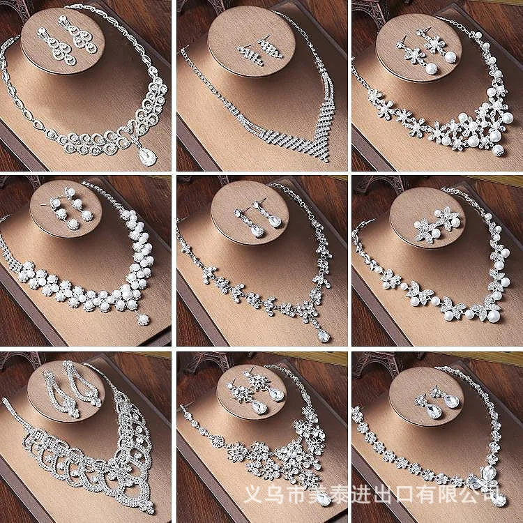 

New Ladies Jewelry Set Bridal Jewelry Necklace Earring Set Wedding Wedding Bridal Jewelry Photo Studio Accessories Wholesale