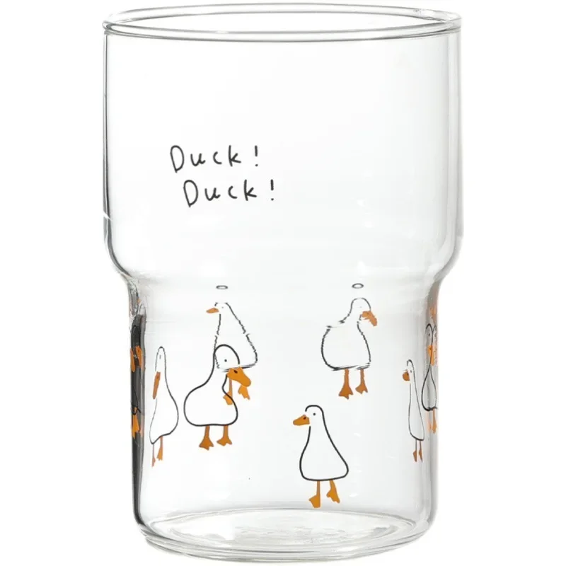 Восхитительная стеклянная чашка 400 мл 13 унций с милыми принтами утки