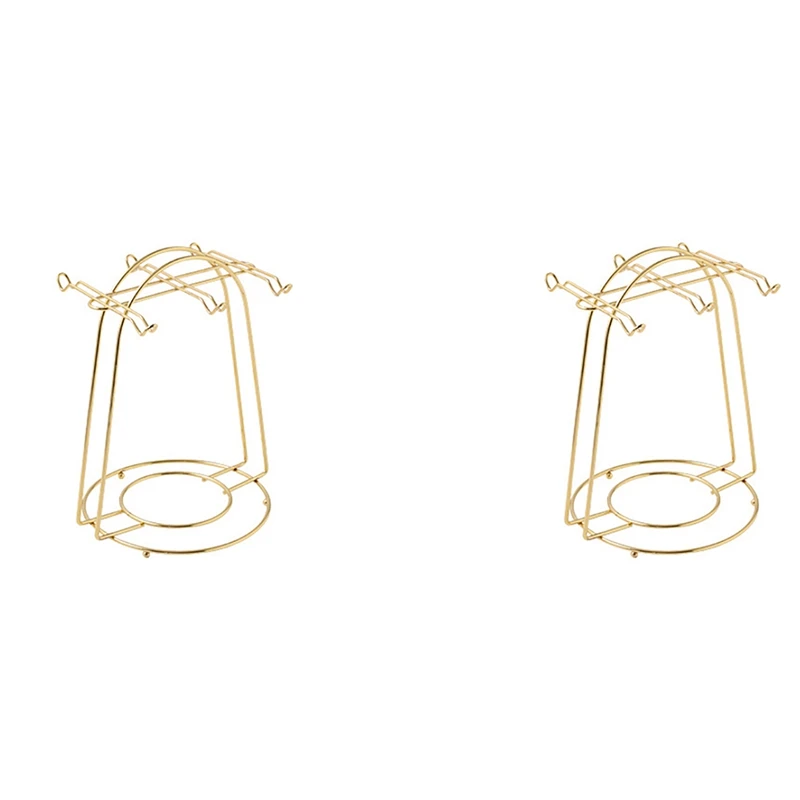 

New 2X Nordic Home Kitchen Tabletop Coffee Mug Holder 6 Cups Stand Gold Metal Cups Holders Rack Drain Organizer Rack