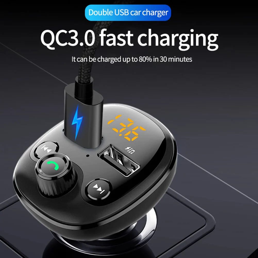 

Car FM Transmitter Radio Modulator MP3 Player Bluetooth-compatible Dual USB Interface Charger Adapter Auto Accessories