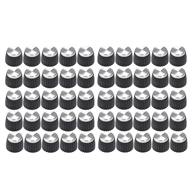 

50Pcs Guitar AMP Push On Fit Knobs Aluminum Cap Top Fits 6Mm Diameter Pots For Marshall Amplifiers