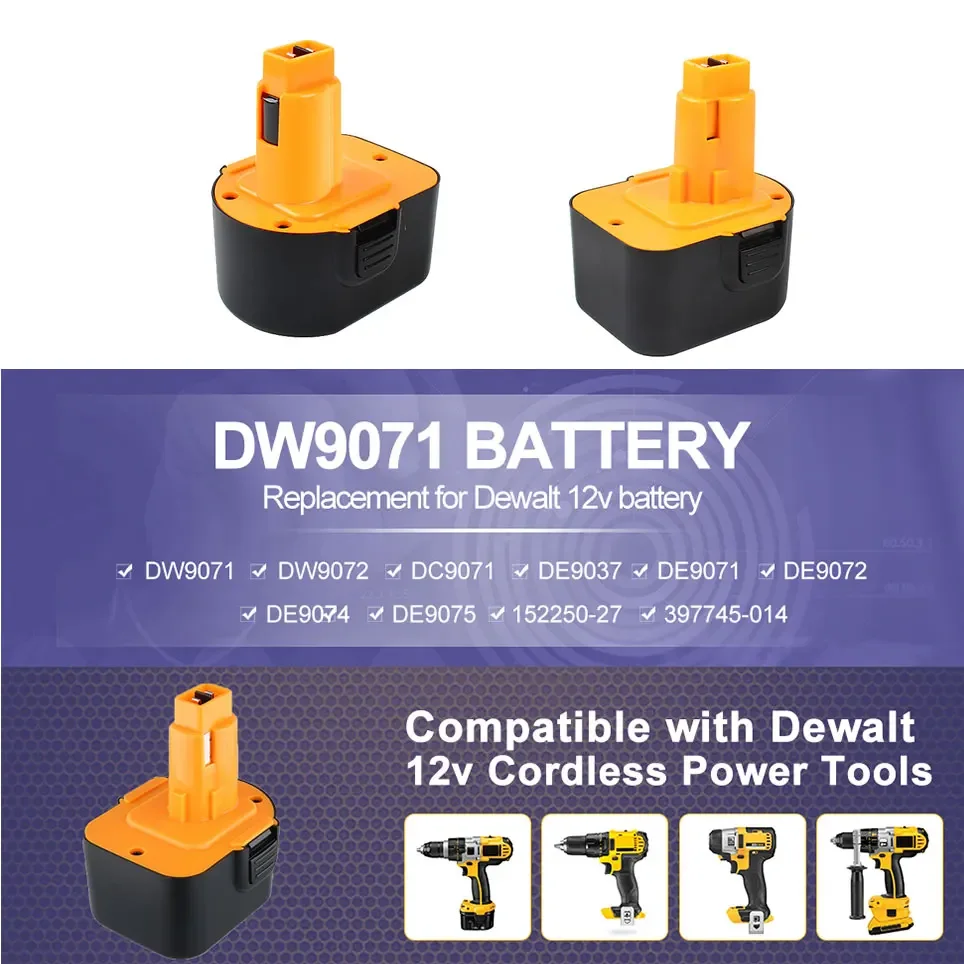 Никель-металлогидридный аккумулятор для электроинструмента Dewalt 12 В 4800 мАч