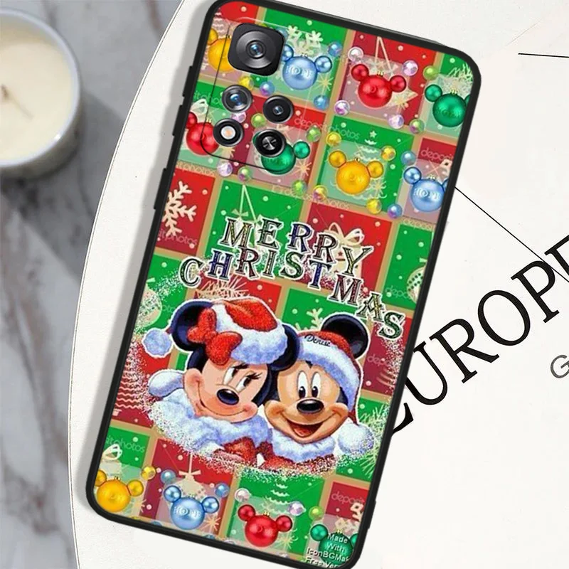 Милый Рождественский чехол с Минни для XiaoMi Redmi Note 11 12 13 S T Pro E ProPlus Turbo 4G цвет черный