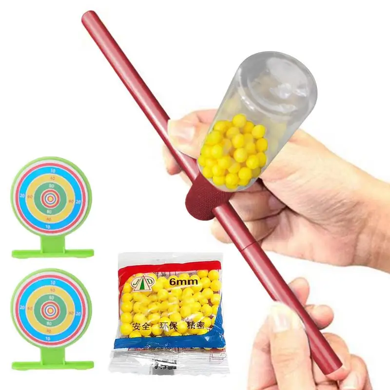 

Soft Pinball Launcher Small Ball Shooter Crackling Tube Outdoor Children Toy Aluminum Alloy Imitation Bamboo Craft Shootings Toy
