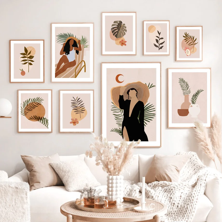 

Monstera Vase Papaya Flower Palm Boho Plant Wall Art Canvas Painting Nordic Vintage Poster Prints Pictures For Living Room Decor