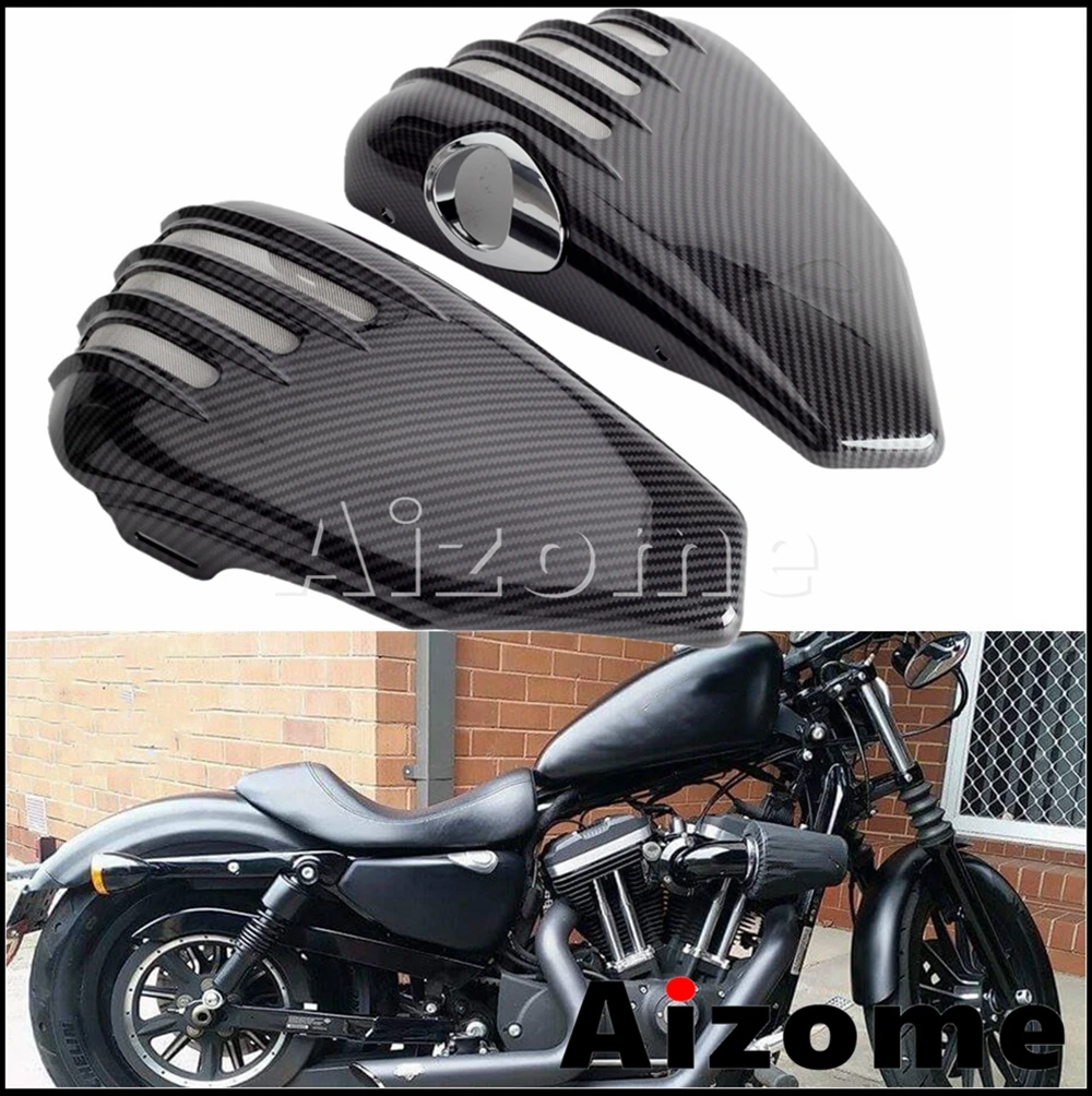 УГЛЕРОДНЫЙ черный гриль для мотоциклетного аккумулятора обтекатель боковая