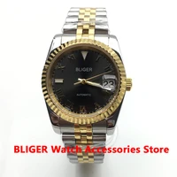 bliger 40mm men watch automatic rose gold band silver mechanical watch light waterproof mechanical watch