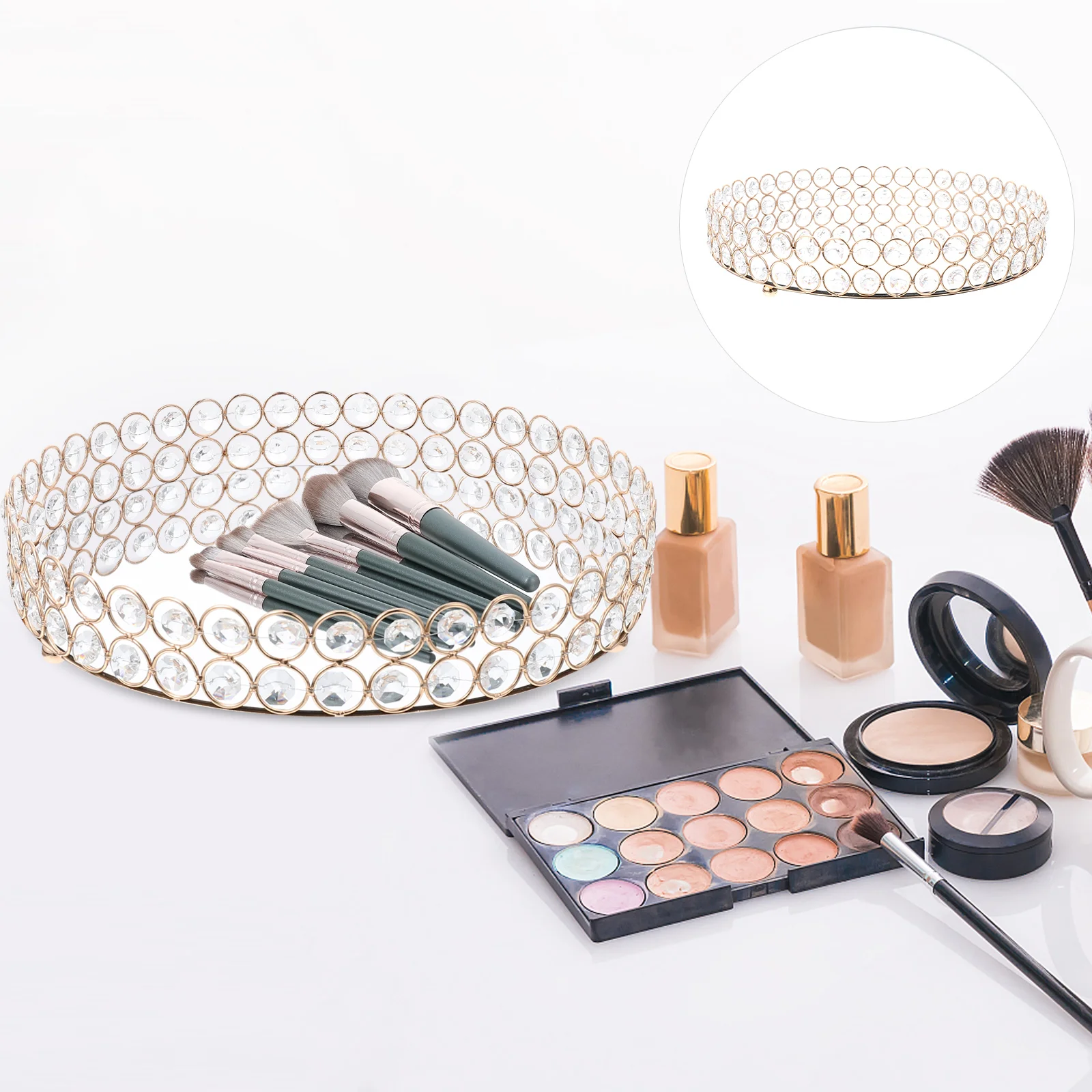 

Tray Storage Jewelry Platemirror Vanity Displaydesktop Container Holdercase Bathroom Table Sundries Glass Trinket Organizing Box