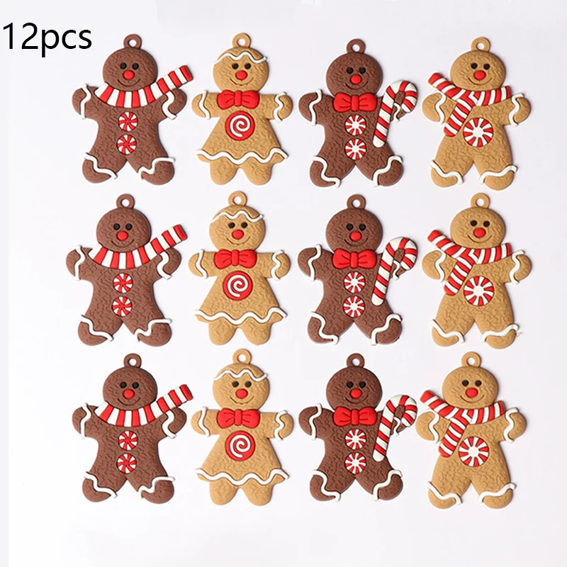 

6/12Pcs Christmas Decoration Gingerbread Man Christmas Tree Ornaments Hanging Pendant Xmas Cute Funny Kid Gift Navidad Decor