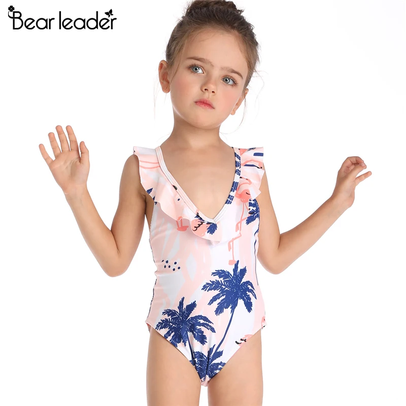 Bear Leader Girls Clothing Children's Clothes Sport One Piece Beach Bodysuit Solid Patchwork Kid Bathing Suit | Детская одежда и