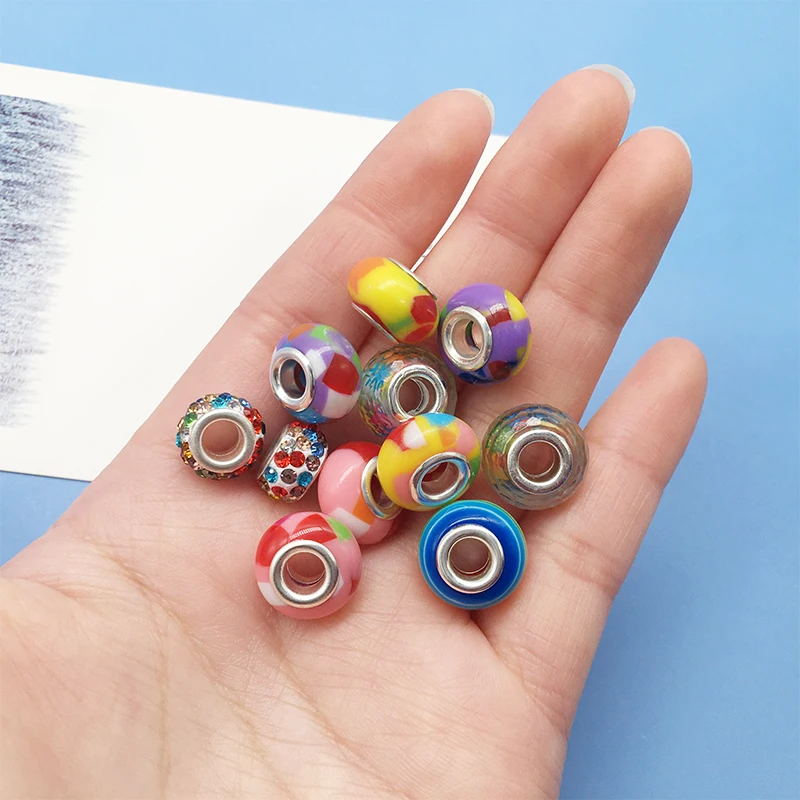 Набор браслетов Pandora в европейском стиле с шармами красочные бусины из смолы