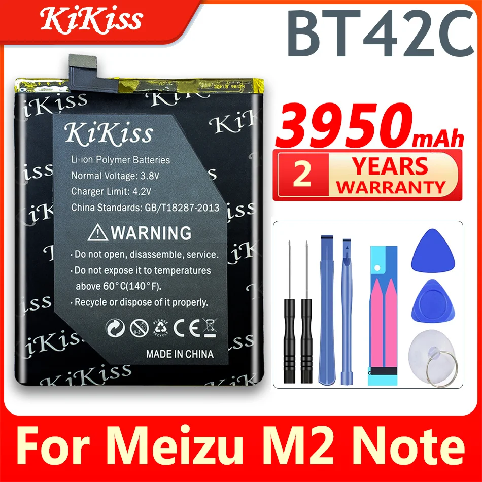 

3950mAh Big Power Battery For Meizu M2 Note New Battery High Capacity BT42C For Meizy Meilan M2 Note Cell Phone+tool