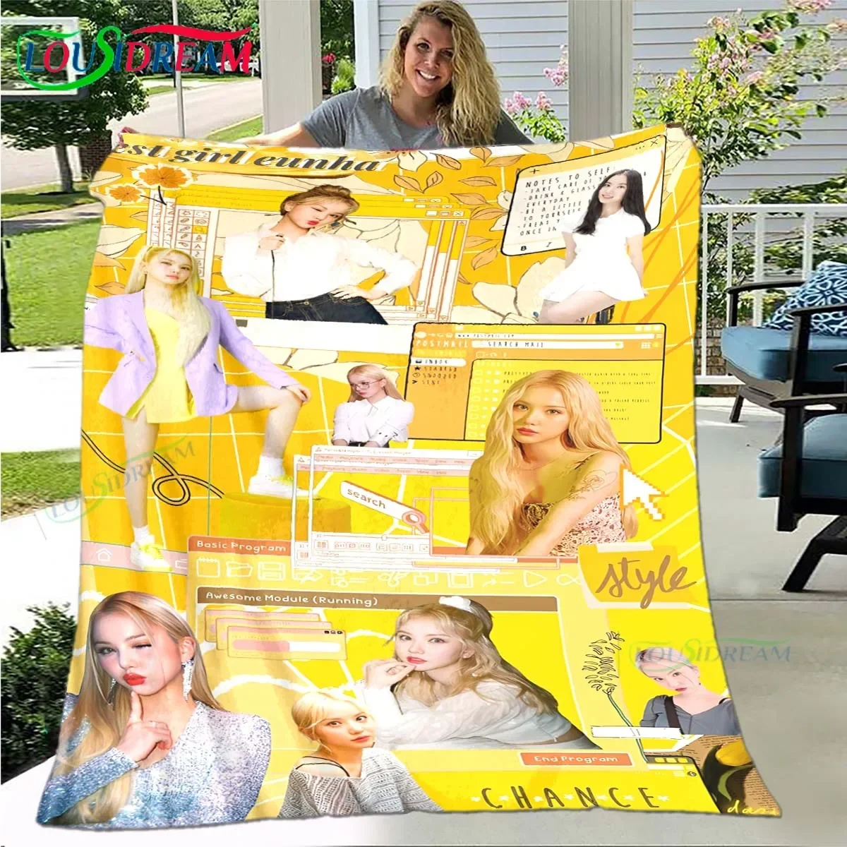 Одеяло Фланелевое с рисунком певицы E-Eunha тонкое портативное для дома путешествий