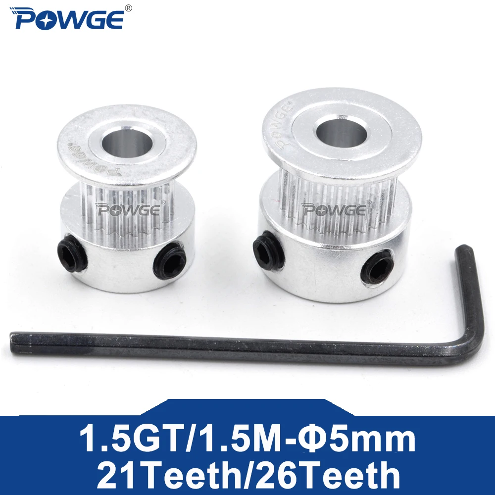 Фото POWGE GT 21 26 40 52 зубца 1,5GT 1,5 м Отверстие шкива ГРМ 5 мм для 1,5GT Ширина ремня ГРМ 6/9/10 мм маленькая люфта 21T 26T 40T 52T №1