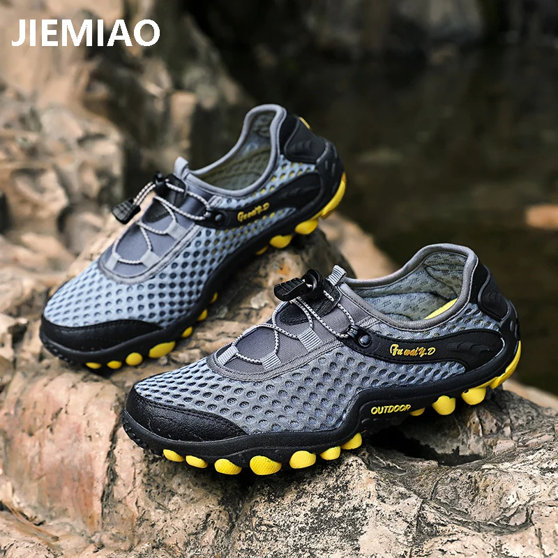 

JIEMIAO Summer Men Hiking Shoes Outdoor High Quality Mesh Breathable Climbing Sport Shoes Women Trekking Hunting Sneakers