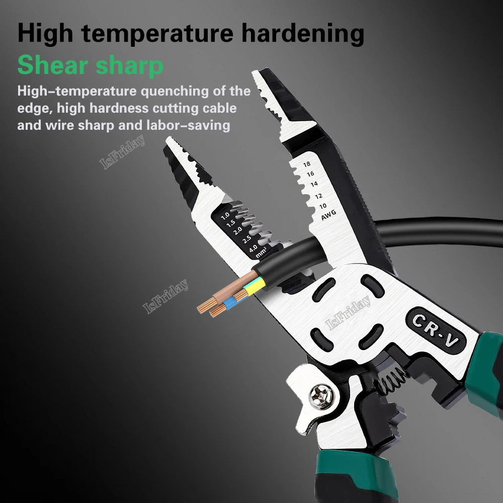 

Crimping Pliers 10 In 1 Wire Cutters Cable Stripper Long Nose Plier Multi-tool Professional Hand Tools For Electricians