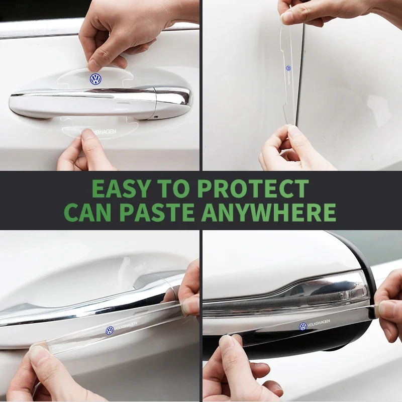 4 шт. прозрачная наклейка на дверную ручку автомобиля декоративная защитная