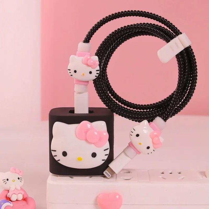 

Hello Kitty Cable Protector for Apple 18/20w Fast Charger Cable Protection Anti-break Cable Cover Organizer Cartoon Kawaii