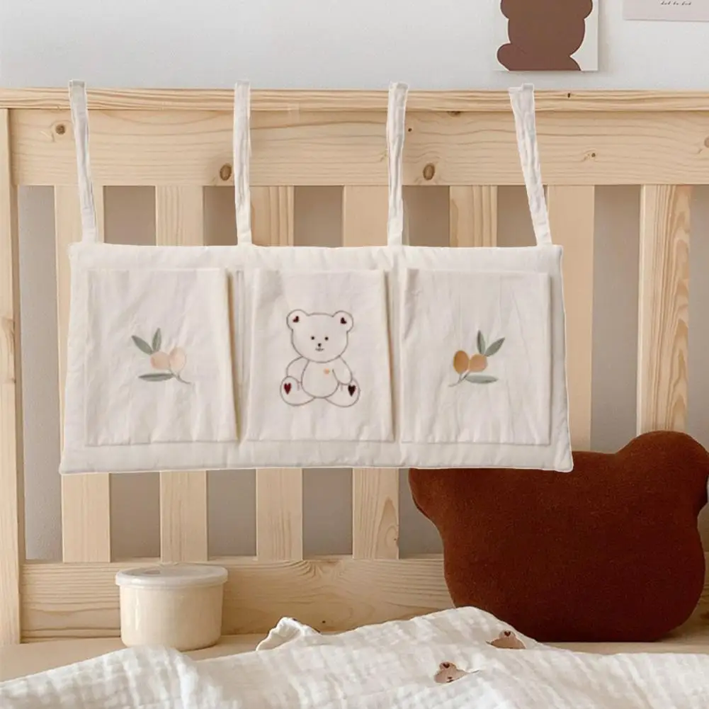 

Подвесная сумка для детской кроватки с двумя карманами, органайзер для кровати в скандинавском стиле, легко чистится, товары для дома