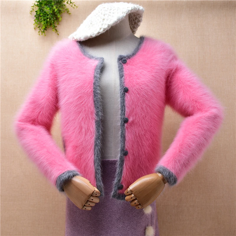 Женская осенне-зимняя одежда милая розовая норковая кашемировая вязаная