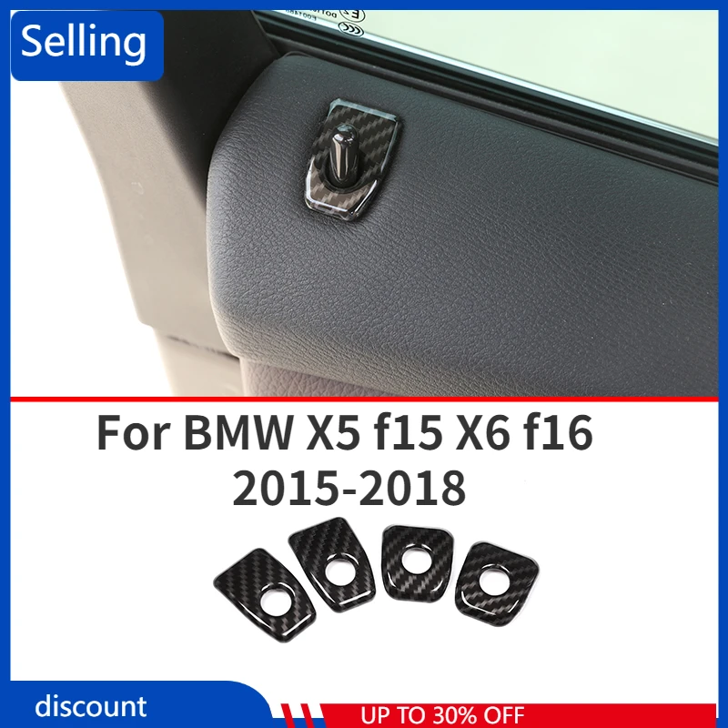 

4Pcs Carbon fiber Pattrern Plastic Car Door Lock Cover Trim For BMW X5 f15 X6 f16 2015-2018 Car Styling Accessories