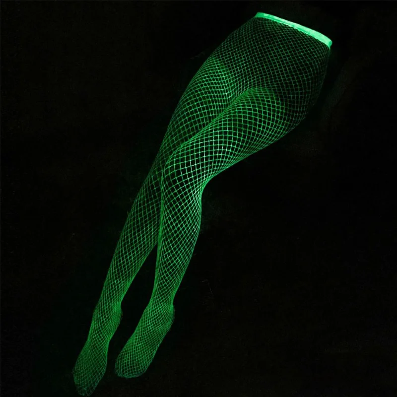 

Glow-in-the-dark Hollowed-out Fishnet Tights Women Party Club Fashion Nylon Tights Japanese-style JK Lolita Diamond Thigh-highs