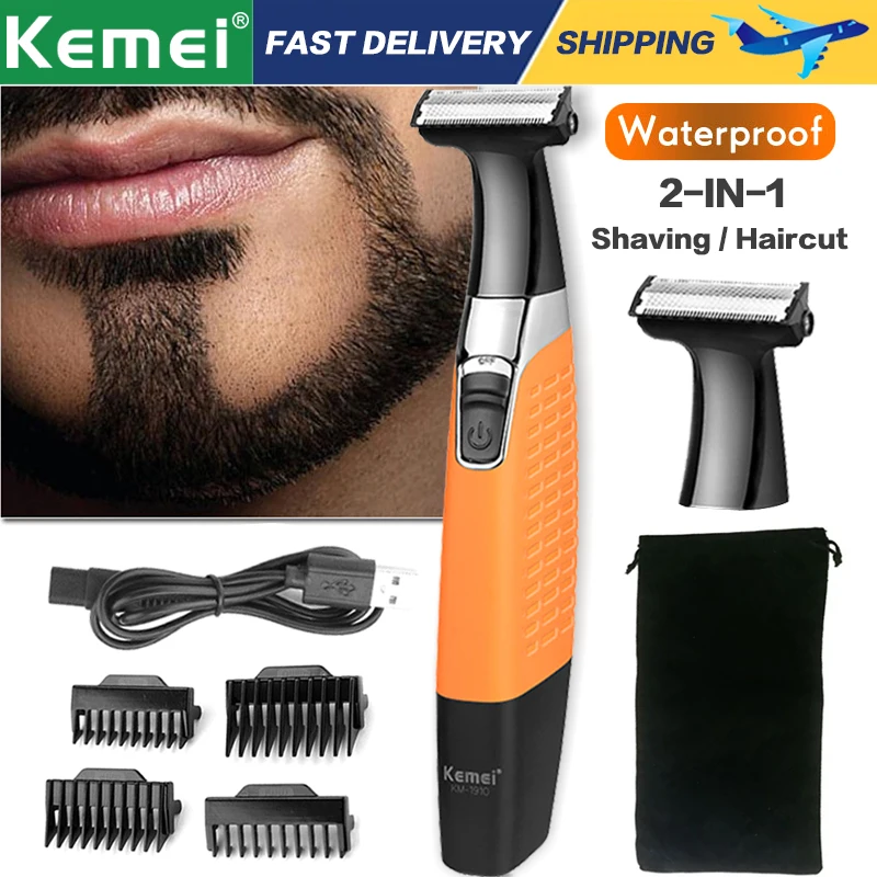 

Kemei Electric Shaver Men's Hair Clipper Trimmer for Men Razor Professional Beard Trimmer USB Rechargeable Shaving Machine IPX7