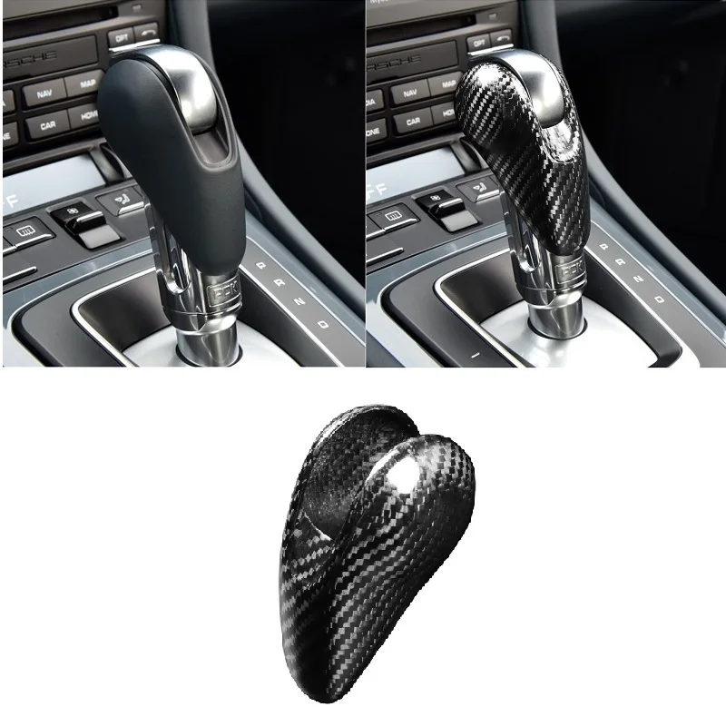 

Real Dry Carbon Fiber Car Accessories Gears Shift Cover Sticker Fit For Porsche 911 718 Macan Panamera