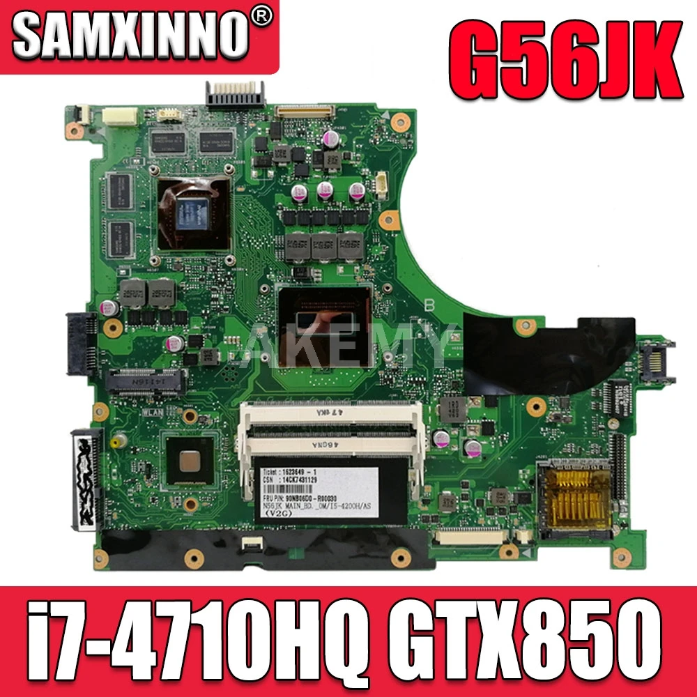 

Материнская плата N56JK для ноутбука ASUS N56JK N56J N56JX, материнская плата для ноутбука i7-4710HQ, системная плата памяти